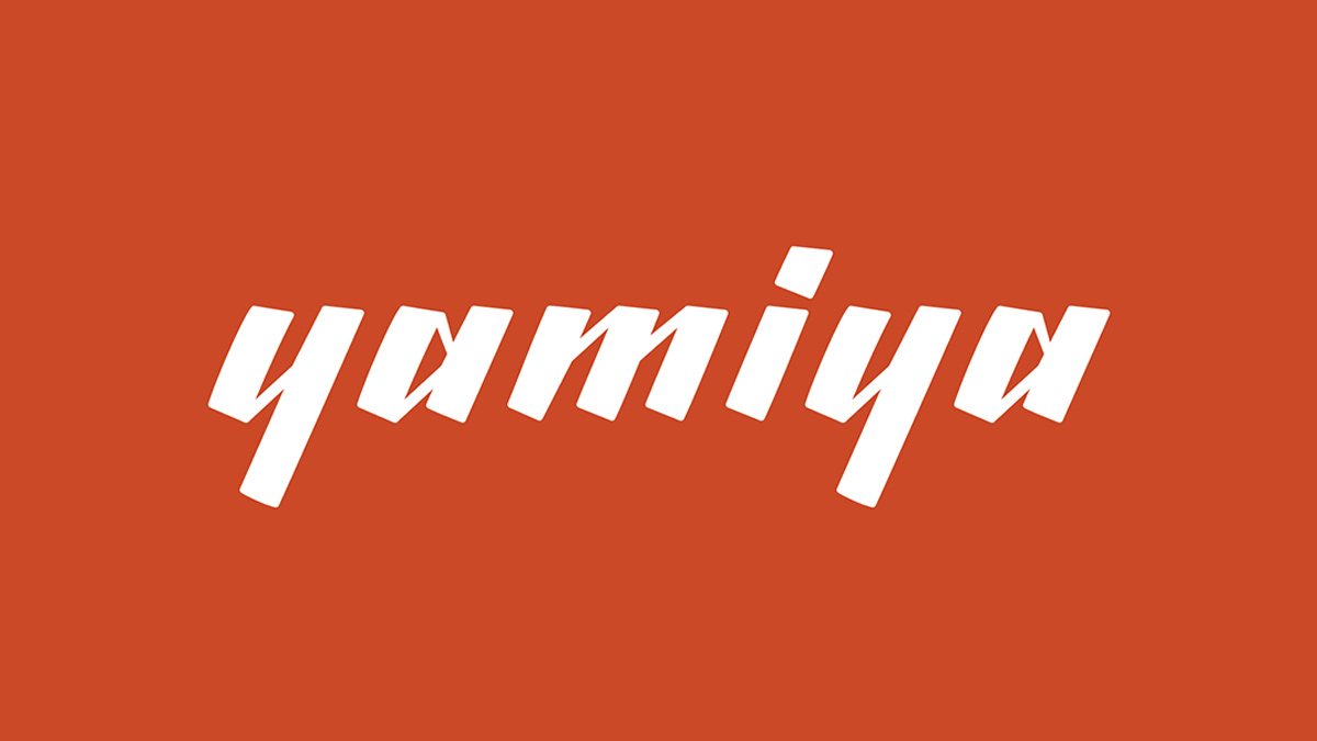 Geometric slanted letterforms with cut terminals — Yamiya