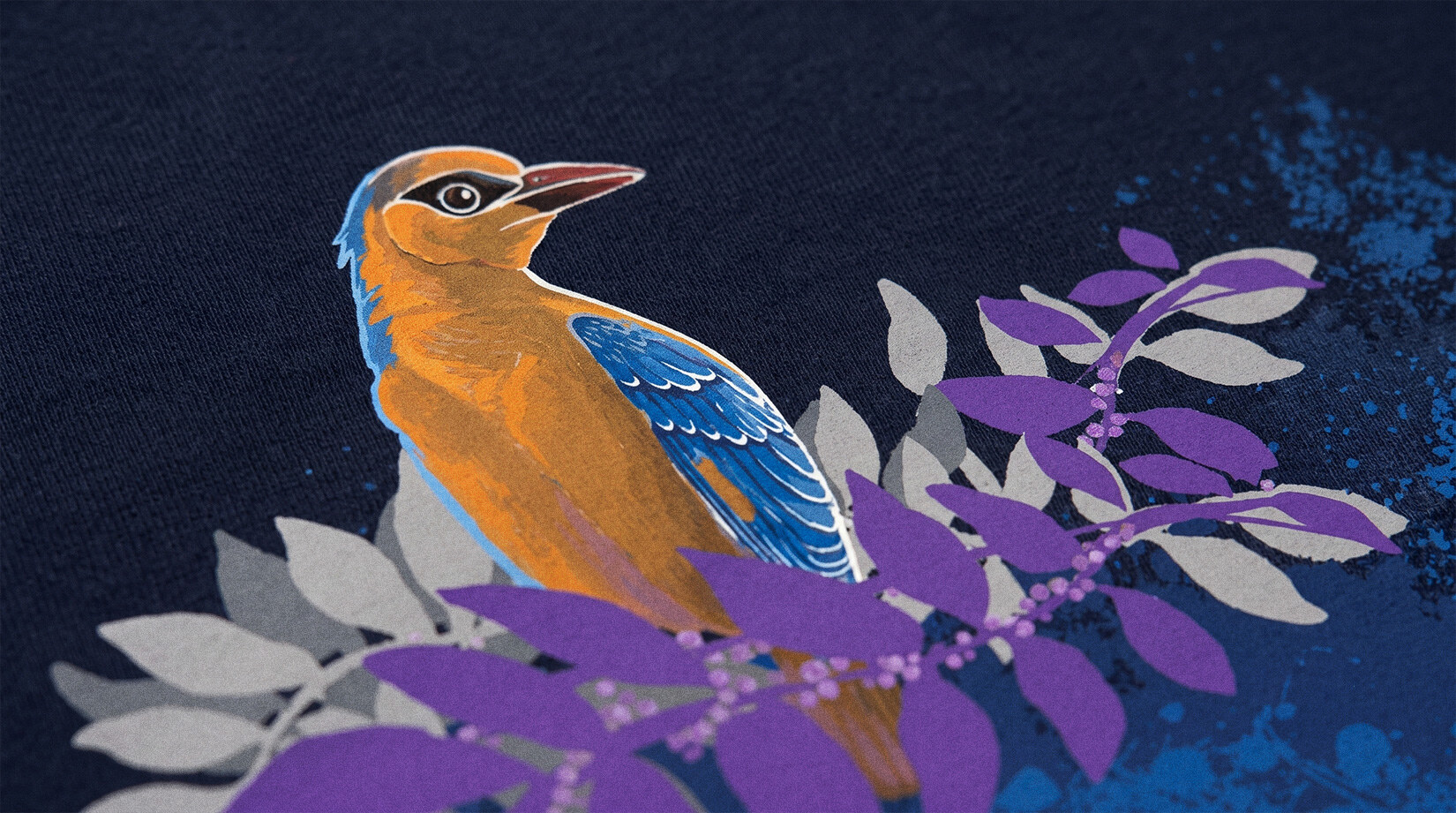 Macro shot of the print sitting on the cotton weave