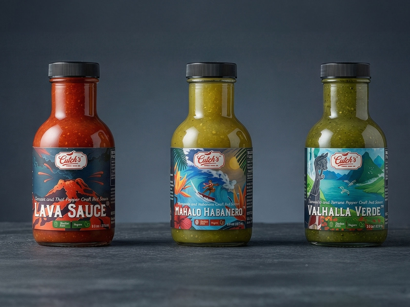 Cutch's — illustrated hot sauce range
