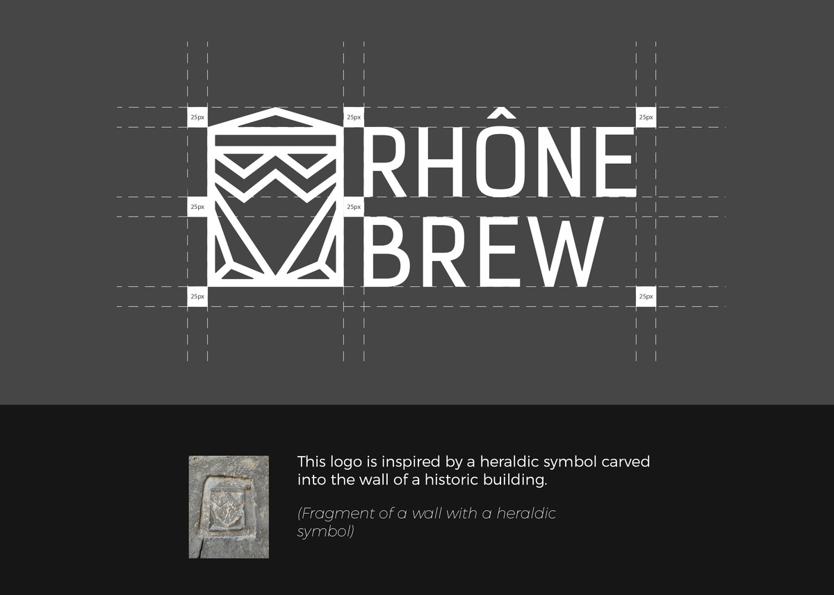 The logo, redrawn from a heraldic blazon carved into the building's stone wall