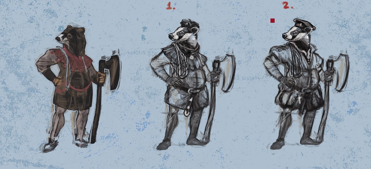Two colour sketches of the fox — different pose, different temperament
