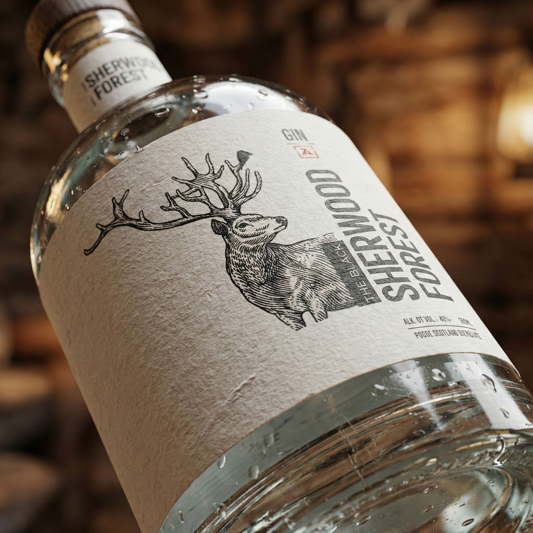 Close macro of the engraved stag and cross-hatched line on the uncoated paper stock