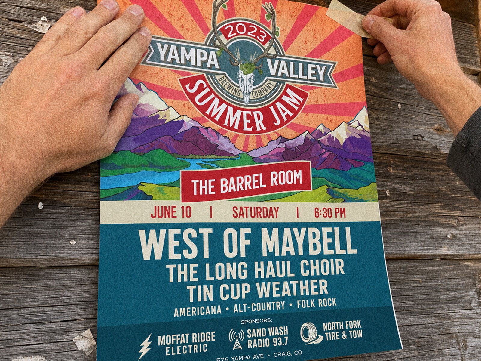 Yampa Valley Summer Jam — a gig poster taped up around town