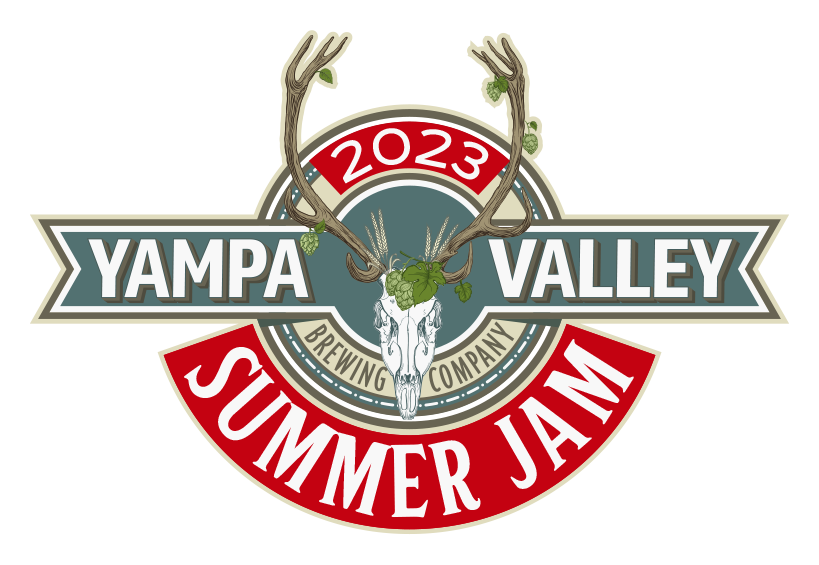 The Yampa Valley Summer Jam 2023 logo lockup — the brewery's antlered stag-skull mark over a Summer Jam banner